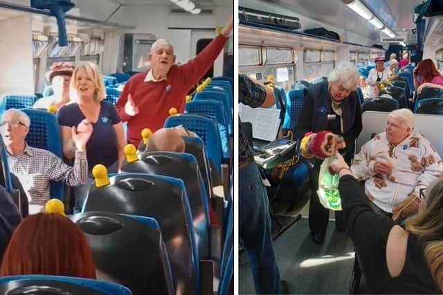 An image of people enjoying themselves on Northern's 'Forget Me Not' train between Whitby and Middlesbrough