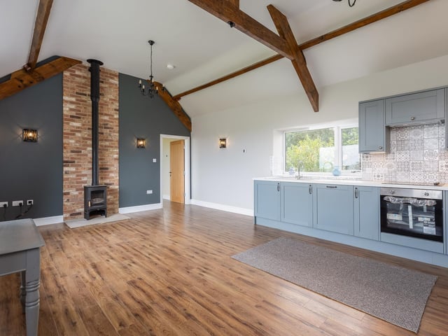 Inside the annexe: living kitchen and dining space.