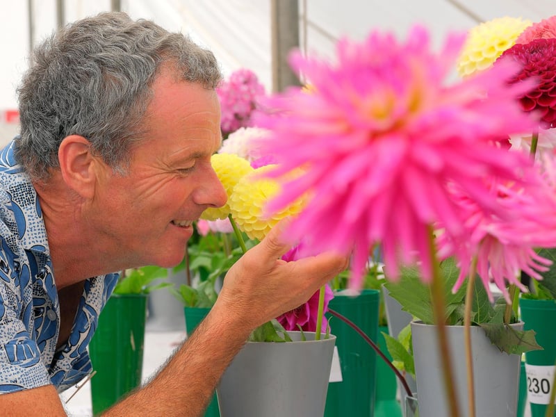Graeme Watson views the lovely flowers.
picture: Richard Ponter