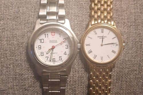 Some of the stolen items include four watches, one being a gold Gucci 1500L rectangular watch with mother of pearl face.