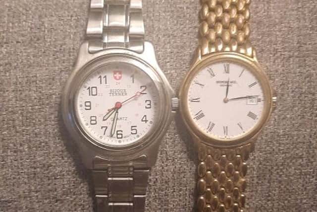 Some of the stolen items include four watches, one being a gold Gucci 1500L rectangular watch with mother of pearl face.