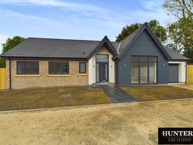This three bedroom and two bathroom detached bungalow is for sale with Hunters with a guide price of £500,000.