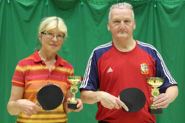 Luda Cronin and Chris Deegan, winners of the Bridlington Table Tennis League Wednesday night Round-Robin Tournament. PHOTOS BY TONY WIGLEY