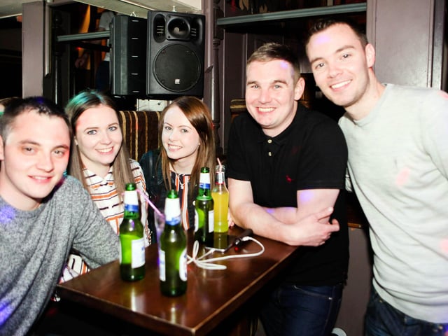 Chris, Lauren, Becky, Robbo and Jordan out celebrating Chris's 25th Birthday in 2016.