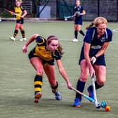 Nicola Kent, right, in action against Durham City last season, scored the Whitby's only goal in the 3-1 loss to North Shields. Photo by Brian Murfield.
