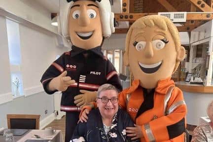 The Yorkshire Air Ambulance mascots, Pilot Percy and Paramedic Polly, pictured at the inaugural morning - much to the delight of residents and staff alike.