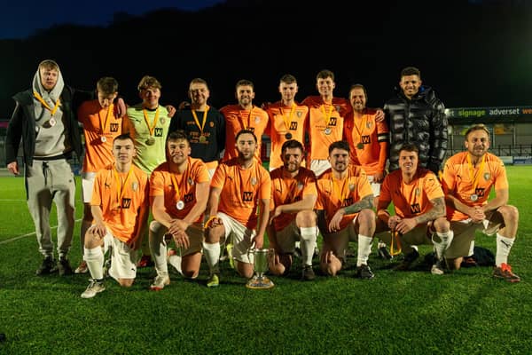 Edgehill show off the Harbour Cup after 6-1 final win against Kirkdale United at the Flamingo Land Stadium. PHOTOS BY JOHN WESTGARTH (WANDERING PHOTOGRAPHY)