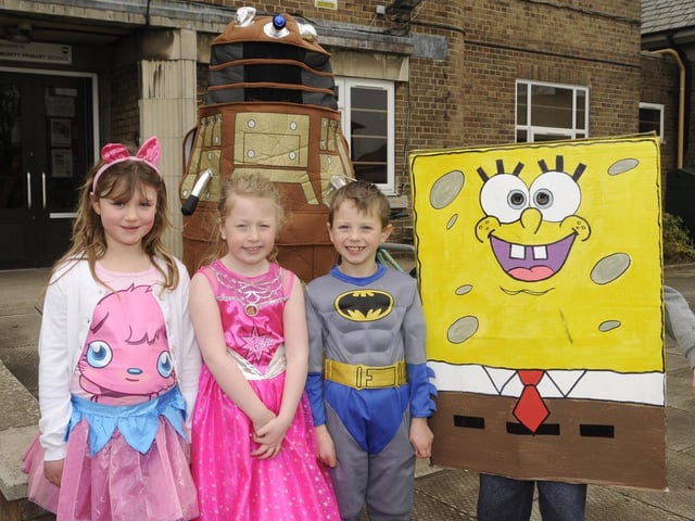 World Book Day at Northstead School, 2013, from left, Olivia Habron, Lylah Gregory, Jacob Lightfoot and Billy Mintoft with, back, teacher Ian Johnson.