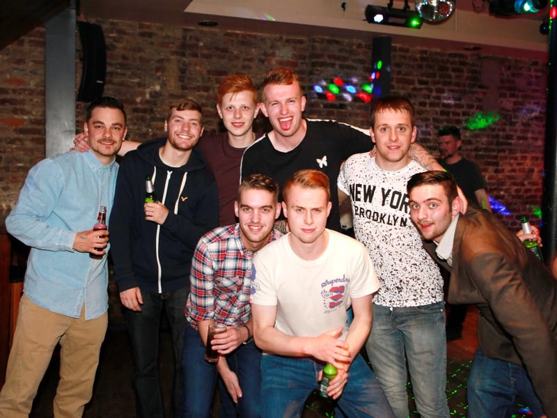 Sando, Drakey, Dan, John, Jacques, Kane, Jonny and Kyro enjoying Scarborough's very own student night