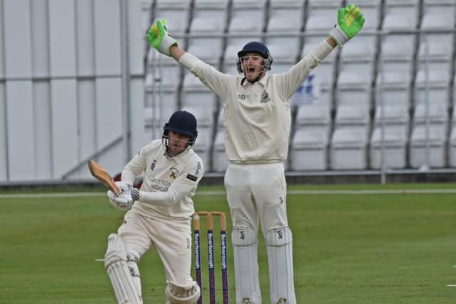 Wicketkeeper-batsman Dan Artley, pictured her in action for Scarborough, top-scored with the bat for Staxton in their Evening League win at Brompton. Photo by Simon Dobson