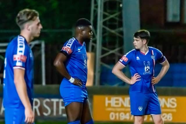 Blues players react to the 6-0 home hammering by Gainsborough