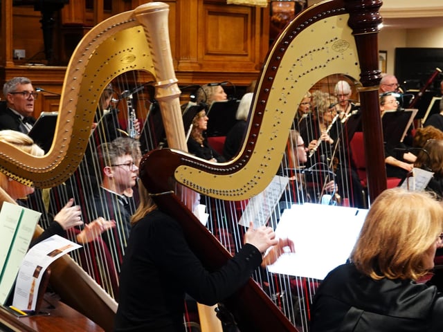 Scarborough Symphony Orchestra featuring two harpists play a Russian-themed programme at Queen Street Methodist Hall