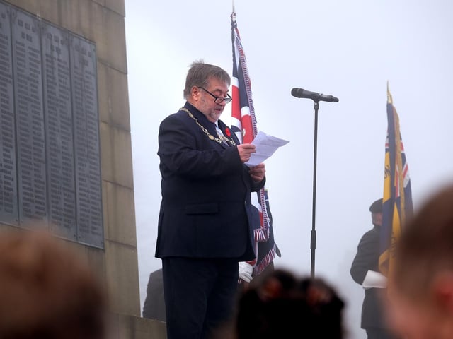 Mayor Eric Broadbent during the service