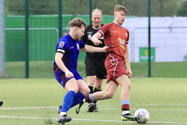 Brid Rovers Pandas (blue kit) challenges Brid Rovers Reserves in the ERCFA Junior Country Cup semi-final.