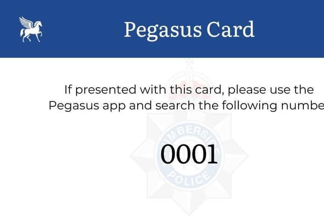 Anyone who signs up will receive a Pegasus card and a unique PIN. Photo: Humberside Police