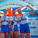 Georgie Brayshaw celebrates her World Rowing Championship success in Belgrade.