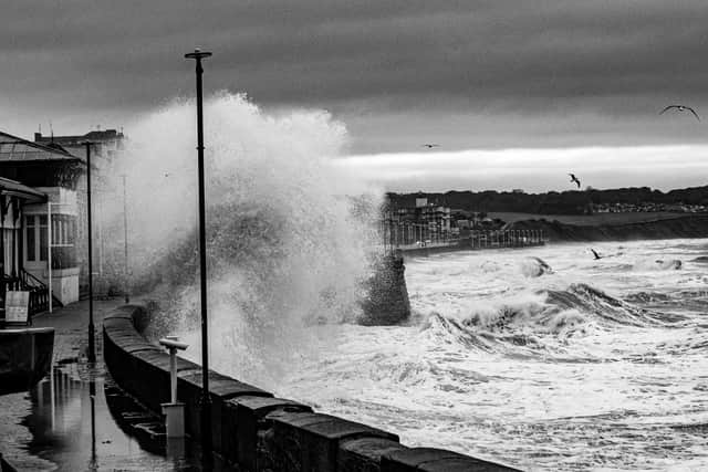 The storm raging on Bridlington seafront. Photo: Christian Brash.