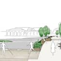 An artist’s sketch to illustrate how the new street arrangement at New Quay Road could look, looking towards Whitby Railway Station.
