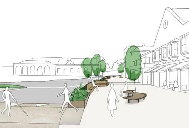 An artist’s sketch to illustrate how the new street arrangement at New Quay Road could look, looking towards Whitby Railway Station.