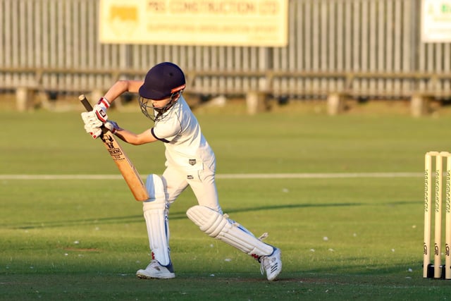A batter defends their wicket.
