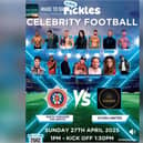 Poster advertising the Stars Utd v fire service charity match in Scarborough.