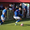 Whitby Town on the attack against Workington in the NPL Premier Division on Saturday.