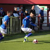 Whitby Town on the attack against Workington in the NPL Premier Division on Saturday.