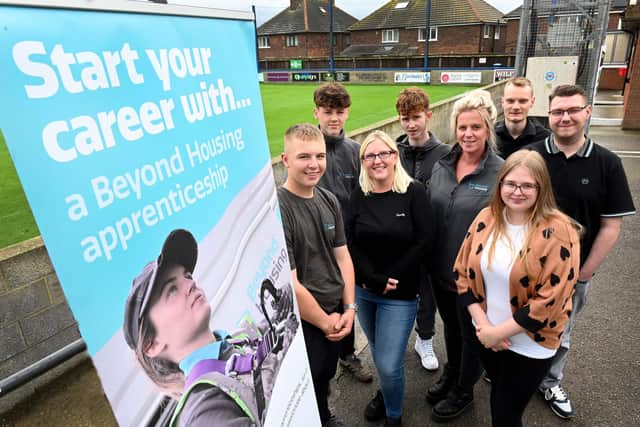 Beyond Housing apprentices pictured at Whitby Town Football Club.
