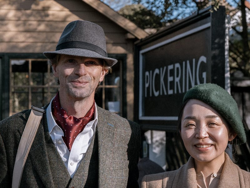 People in nostalgic outfits waiting at Pickering station.
picture: Tim Bruce