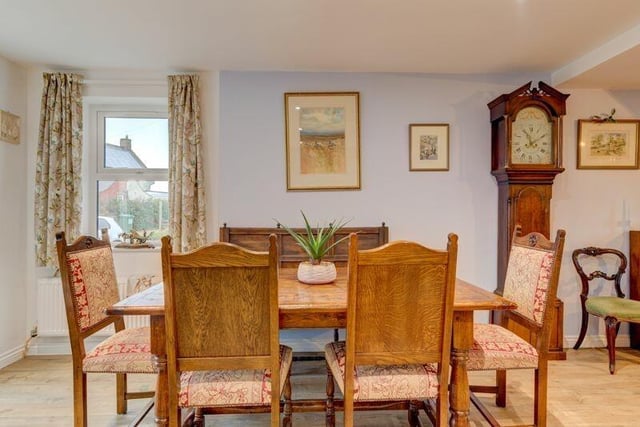 Dining space allows for a larger style table and chairs.