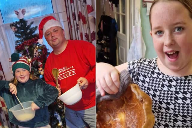 Lily and dad Graham have been making giant Yorkshire puddings