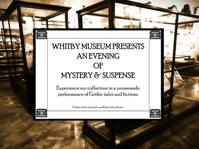 An Evening of Mystery and Suspense is set to take place at Whitby Museum on October 27 and 28. Whitby Museum presents 'An Evening of Mystery and Suspense' – experience our collection in a promenade performance of Gothic Tales and Fictions. Suitable for Age 14 and over.