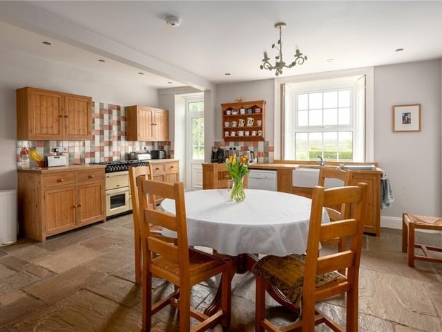 A farmhouse-style dining kitchen.