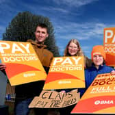 Junior doctors strike outside Scarborough Hospital.