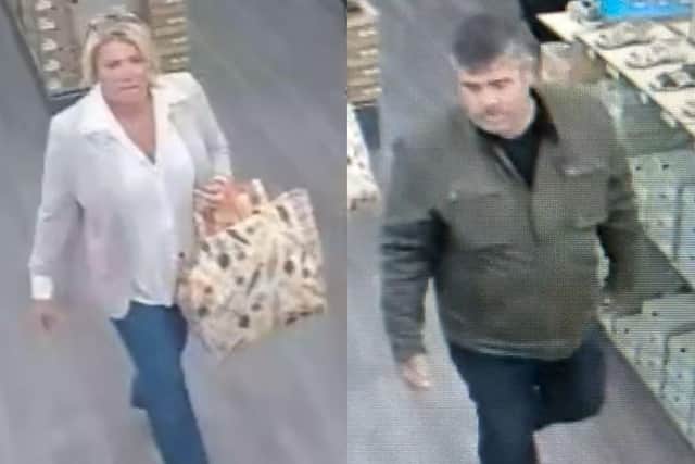 The police have released two CCTV images of a man and a woman following a theft at Shoe Zone in Scarborough