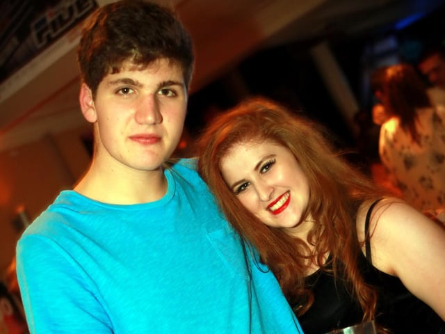 Paul and Sam sampling Scarborough's night life in Quids Inn