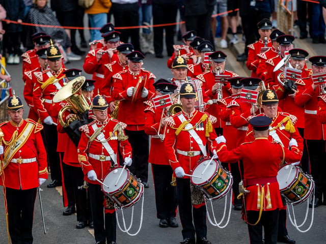 The Yorkshire Volunteer Band displaying in formal area for the start of the Scarborough Armed Forces Day.