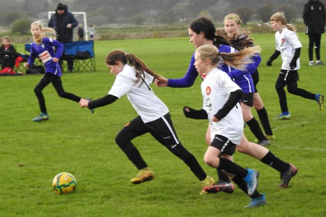 Scarborough Ladies Under-12s Whites in action against Bishopthorpe