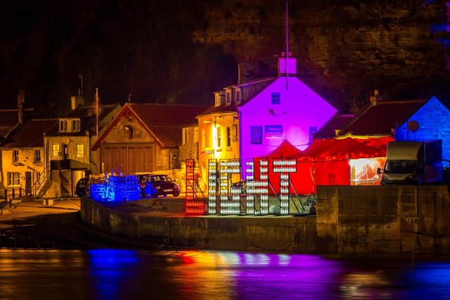 The cliffs on both sides of Staithes will be lit up at the festival of arts and heritage.