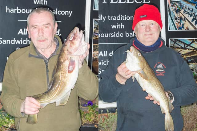 Denis Thompson, 5lb 15½oz, left, and Peter Horbury, 4lb 1½oz were the top anglers.