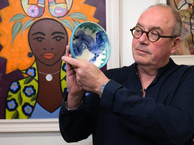 Bill Thomas with one of his pot designs.
