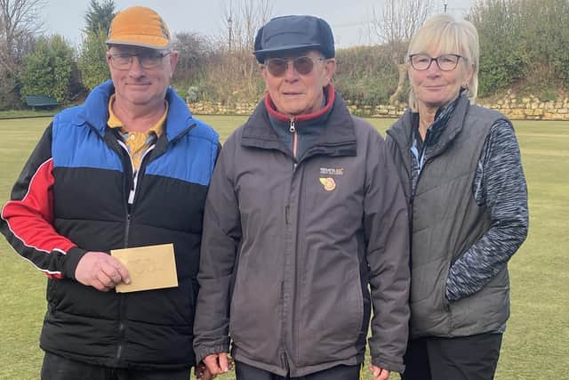 Winner Paul Morgan, David Hill and Jo Leeman.