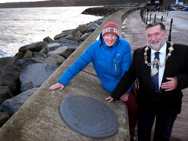 Maritime Museum Chairman Mark Vesey with Mayor Eric Broadbent at the site.