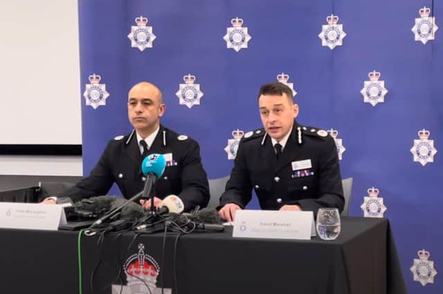 Assistant Chief Constable Thom McLoughlin (left) and Deputy Chief Constable Dave Marshall (right) at press conference. Photo: Humberside Police.