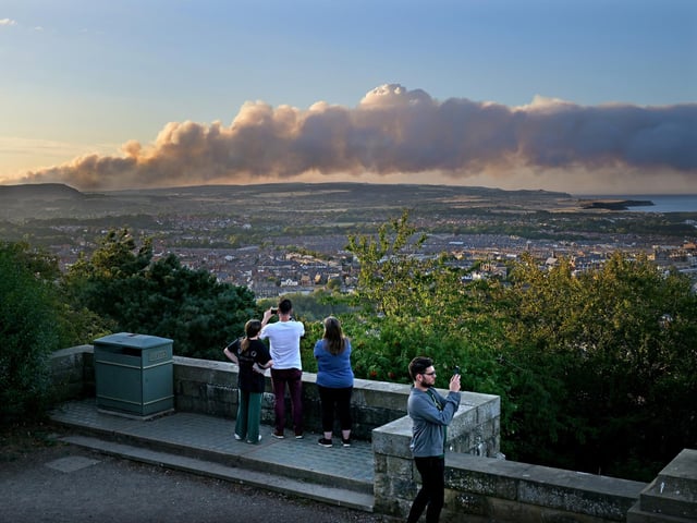 Smoke seen from Scarborough, miles away from Whitby where the Moorland fires were blazing.