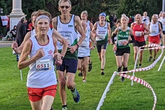 Scarborough AC's Sue Haslam finished first counter of the England Women’s Over-65 team and 4th overall