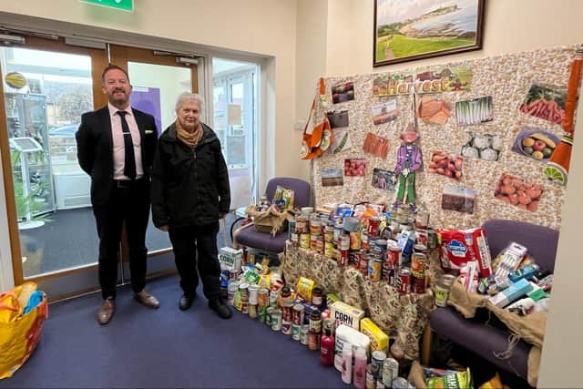 Head Teacher Gavin Dyer with Ruth Fairchild from Scarborough Community Fridge and Pantry