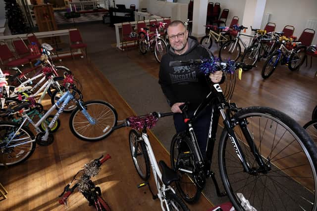 Phil Sutcliffe has refurbished 20 bikes for local children this Christmas