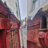 The pictures show the damage to Colin Orrell's shop Rumours, on Whitby's Church Street, after it was struck by a lorry.
