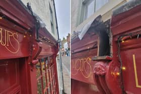 The pictures show the damage to Colin Orrell's shop Rumours, on Whitby's Church Street, after it was struck by a lorry.